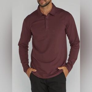BYLT Drop-Cut Long Sleeve LUX Polo Maroon Small NWOT